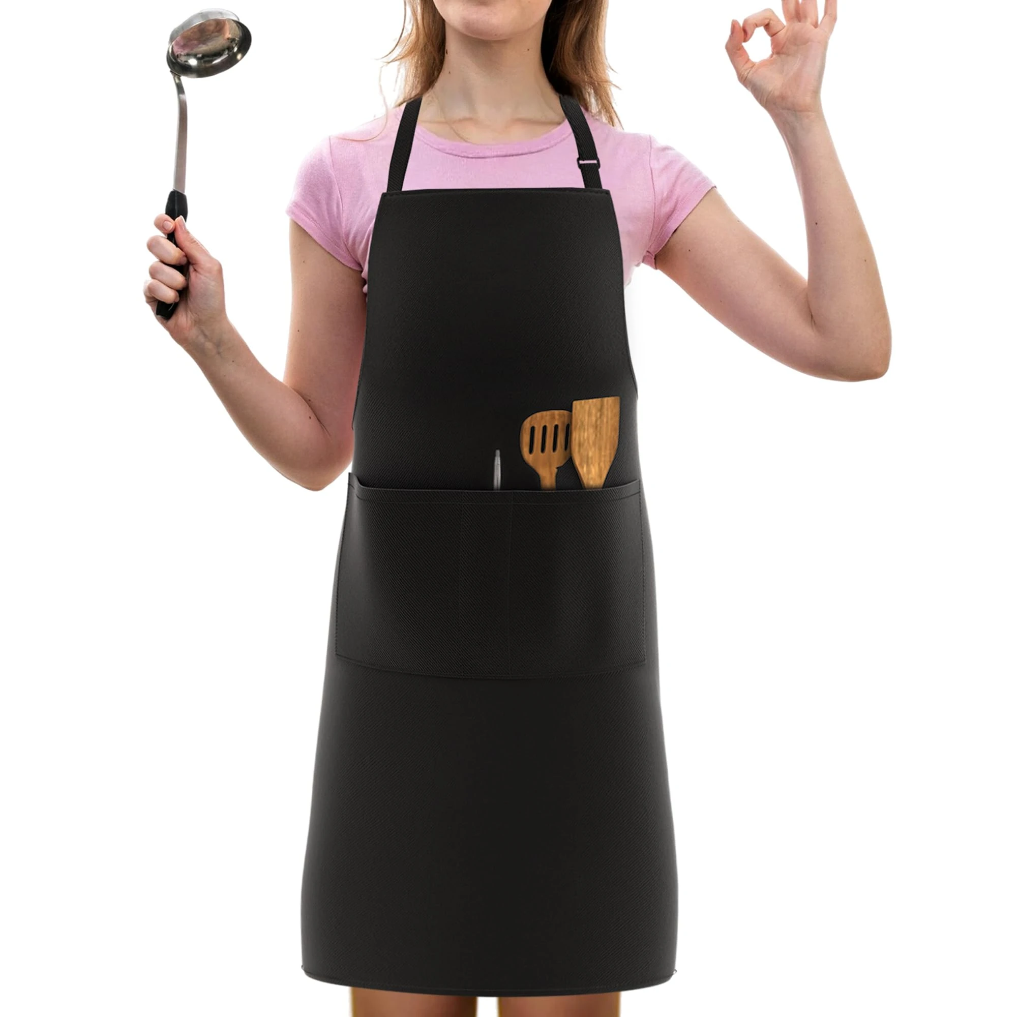 LEFUNDA® Cooking Waterproof Apron with 3 Pockets Adjustable with Long Straps for Men Women Kitchen Restaurant Café