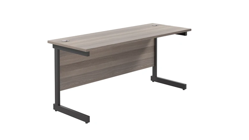 Office Hippo Heavy Duty Rectangular Cantilever Office Desk, Grey Oak Top/Black Frame, 180x60 cm