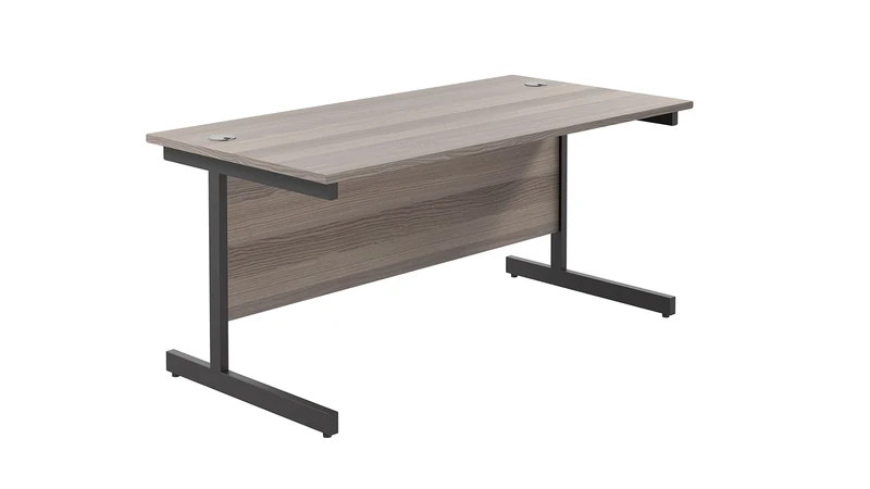 Office Hippo Heavy Duty Rectangular Cantilever Office Desk, Grey Oak Top/Black Frame, 180x80 cm