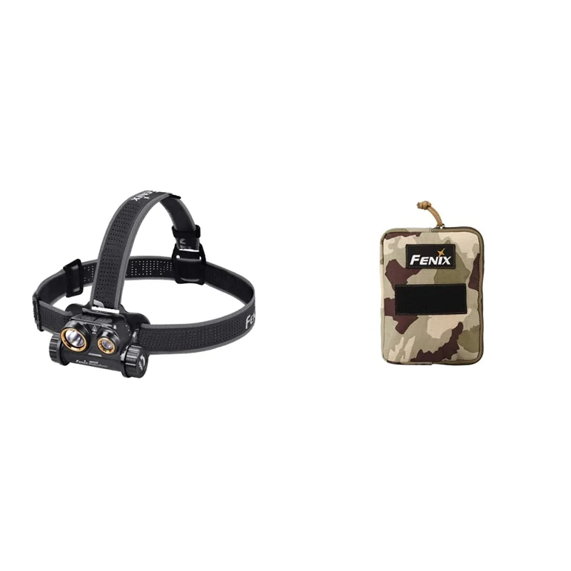 fenix HM65R ShadowMaster, Fishing, Hunting, Military Headlamp, White and Red LEDs & APB-30 Camouflage Headlamp Carry Bag