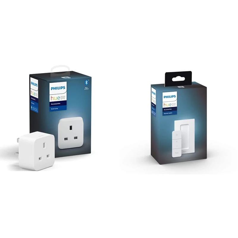 Philips Hue Smart Plug for Smart Home Automation. Works with Alexa, Google Assistant and Apple Homekit & Smart Wireless Dimmer Switch V2 (Installation-Free, Exclusive for Lights)