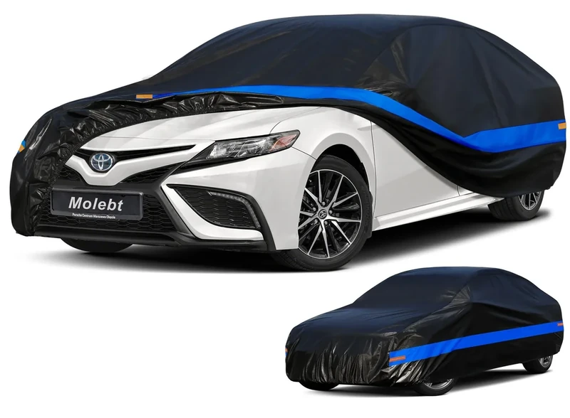 Molebt Car Cover Waterproof All Weather for Automobiles, Outdoor Full Exterior Covers Snow Sun Rain Dust Protection, Universal Fit Sedan (182-193 inch)