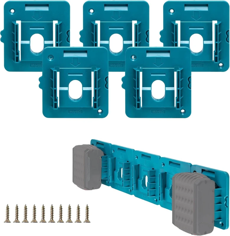 5 Pack Rozlchar Battery Holder Compatible for Bosch GBA 18V Mounts Dock Holder Fit for 2.0 Ah, 3.0Ah, 4.0Ah, 5.0Ah(w/10 Screws, No Batteries)
