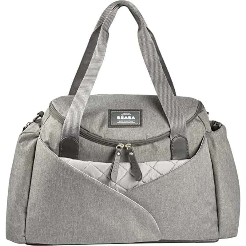 Béaba - Sydney II diaper bag - Modulable, large capacity - Large cocoon changing surface - Insulated compartment for baby food, pram attachment system, carry handles - Heather grey - Image 1