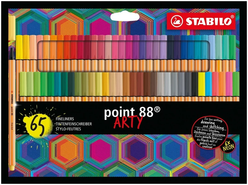 STABILO point 88 - Fineliner - ARTY - Pack of 65 - Assorted Colours