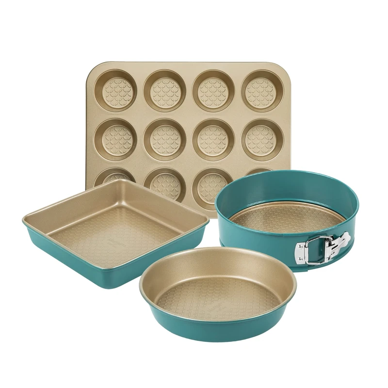 Nadiya x Prestige 0.8mm Bakeware Set, 4 Piece, Blue/Gold