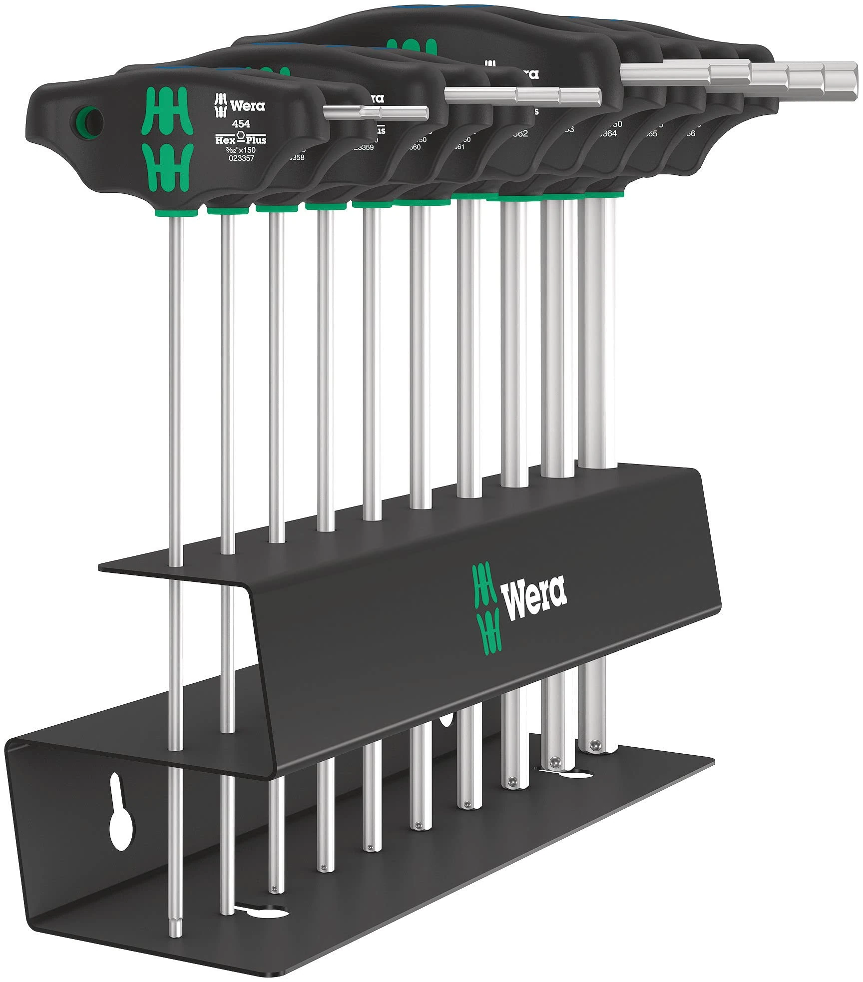 Wera Imperial 2 05023454001 454/10 HF Set Imperial 2, Cross Handle Screwdriver Set, Hex-Plus with Holding Function, Inch, 10 Pieces, Black, Hex-Plus - Inch