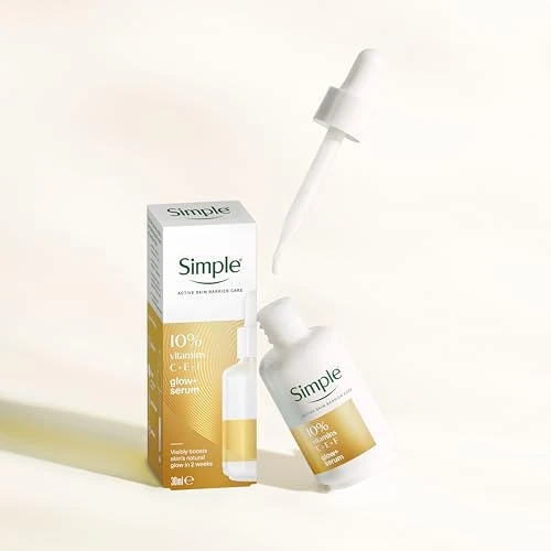 Simple Glow+ 10% Vitamins C + E + F Serum skin care for dry or dehydrated skin for youthful, glowing skin 30 ml