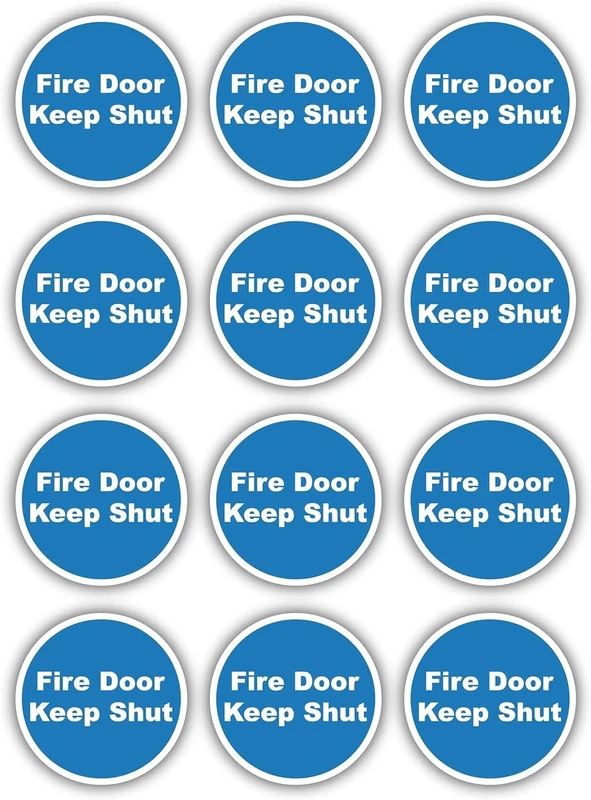 Stcky 12 x Fire Door Safety Signs [BS-5499 Compliant]- Fire Door Keep Shut Stickers Adherent Vinyl Stickers (80mm x 80mm)