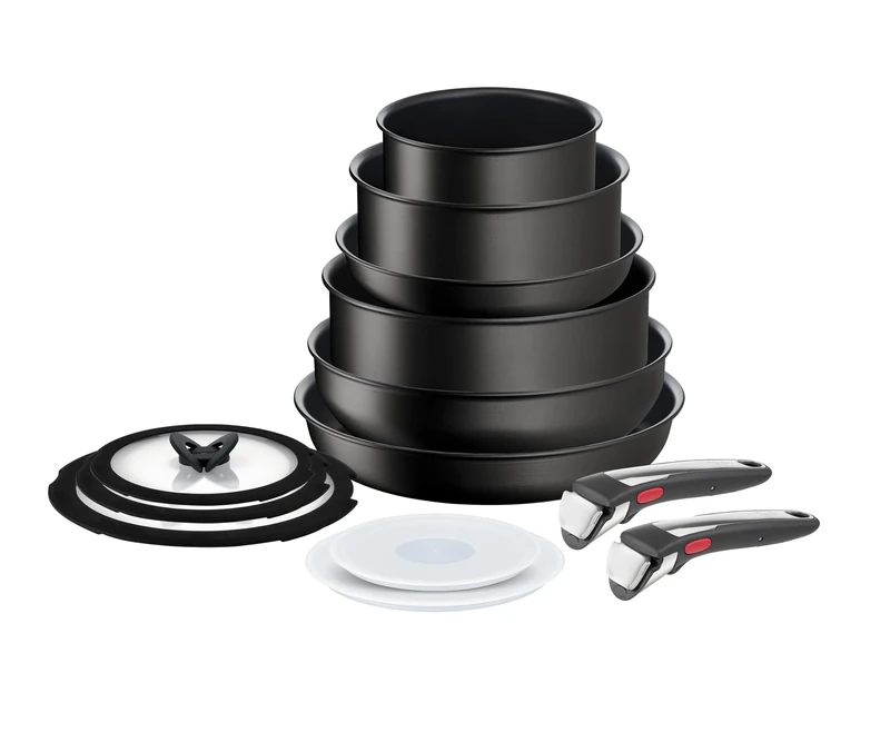 Tefal Ingenio Unlimited On 13 Piece Set, Pots & Pans Set, Stackable, Easy Cleaning, Non-Stick Coating, Heat Indicator, Induction, Black, L3959243