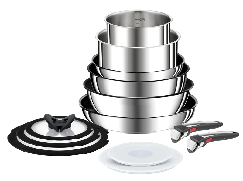 Tefal Ingenio Preference ON 13 Piece Set, Pots & Pans Set, Stackable, Stainless Steel, Easy Cleaning, Non-Stick Coating, Removable Handle, Heat Indicator, Induction, L9749432