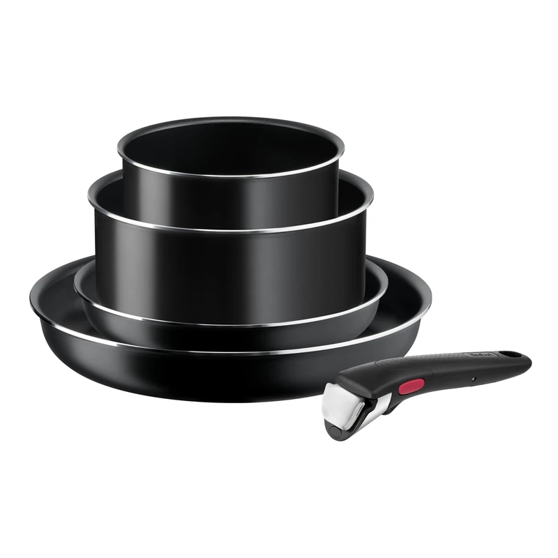 Tefal Ingenio Easy On set of 2 pans 22/28 cm + 2 saucepans 16/20 cm + removable handle, replaceable, non-stick pans, titanium coating, thermo-signal, dishwasher safe, oven safe