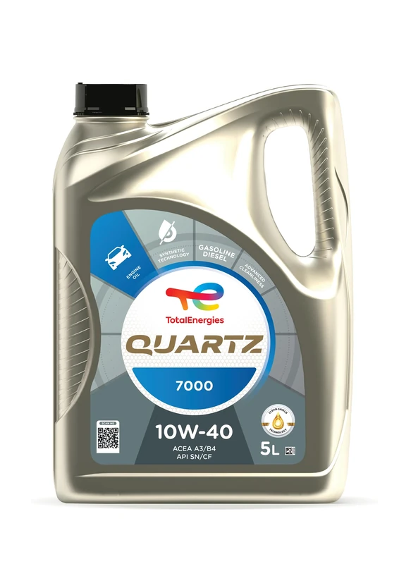 TotalEnergies Quartz 7000 10W40 Engine Oil - ACEA A3/B4, API SN/CF - Approved by PSA B71 22300, RENAULT RN0700/RN0710, VW 501.01/505.00 - Synthetic Based Motor Oil Lubricant - 1L - Image 1