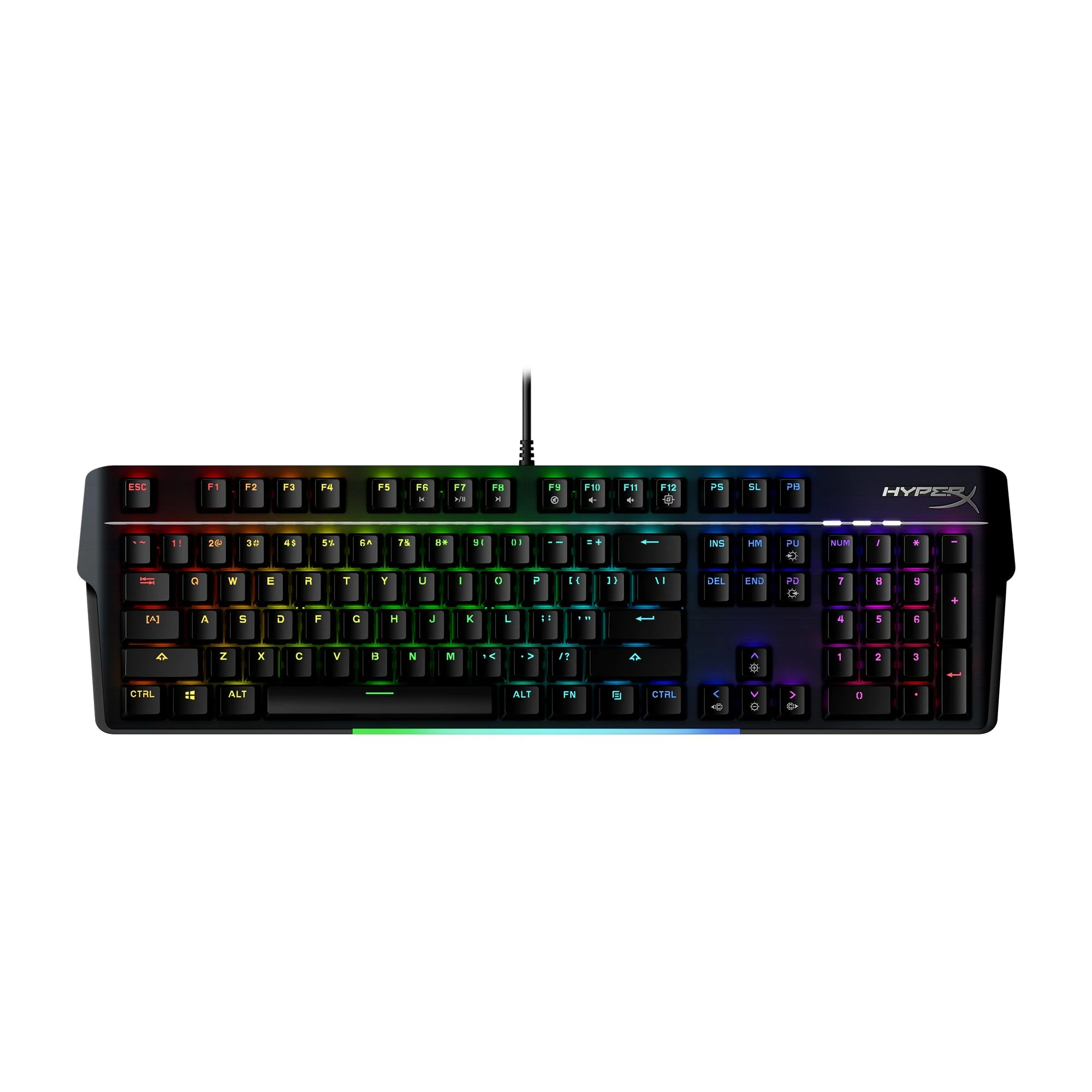 HyperX Alloy MKW100 – Mechanical gaming keyboard, Dynamic RGB lighting, Onboard memory to save lighting profiles, Dust-proof mechanical switches, brushed aluminum frame, detachable wrist rest