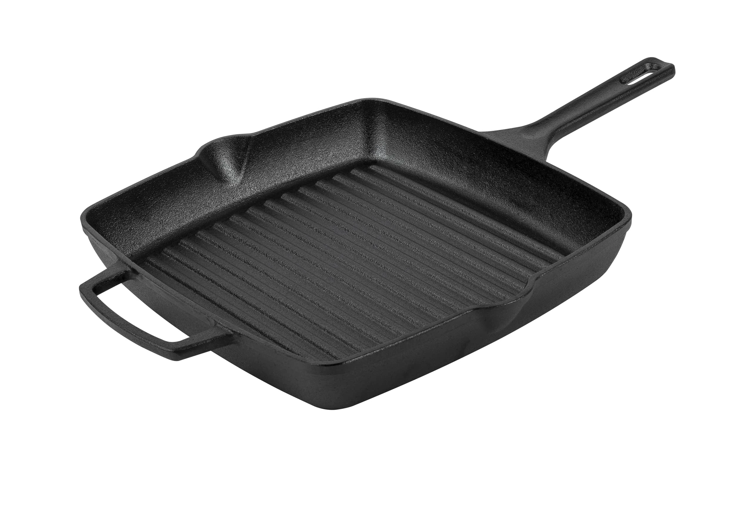 Prestige Nadiya Cast Iron Square Griddle Pan - 25cm, Pre-Seasoned, Induction & Oven Safe, Non-Stick, Black