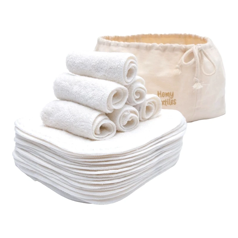 Homy Textiles 25 Pack Bamboo Reusable Wash Cloths & Baby Wipes
