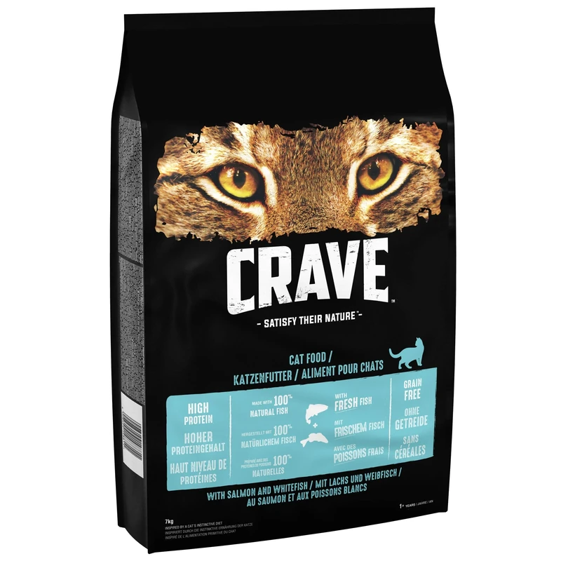 Crave Dry Cat Food - High Protein and Grain-Free Cat Food with Salmon and WhiteFish, 7 kg (Pack of 1)