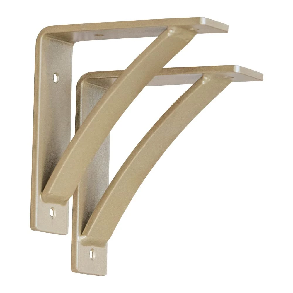 Steel Heavy Duty Shelf Brackets (2 Pack) – Triangle Support Floating Shelf Bracket – Decorative Shelf Brackets – DIY Rustic Shelving Brackets for Rustic Decor – (6”x7”x2", Roman Gold)