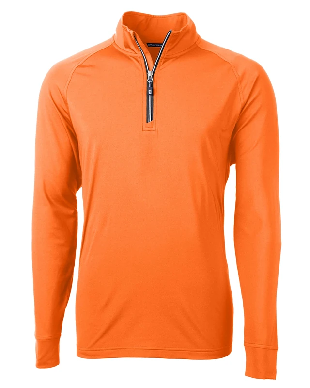 Cutter & Buck Men's Adapt Eco Knit Stretch Recycled Quarter Zip Pullover Shirt, Orange Burst, XL - Image 1