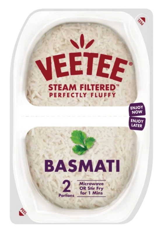 VEETEE Microwavable Basmati Rice Twin Pot, Quick Cook Cupboard Food, Low Sodium, Wheat-Free, No Artificial Colours, Flavours or Preservatives, 250 g (Pack of 6)