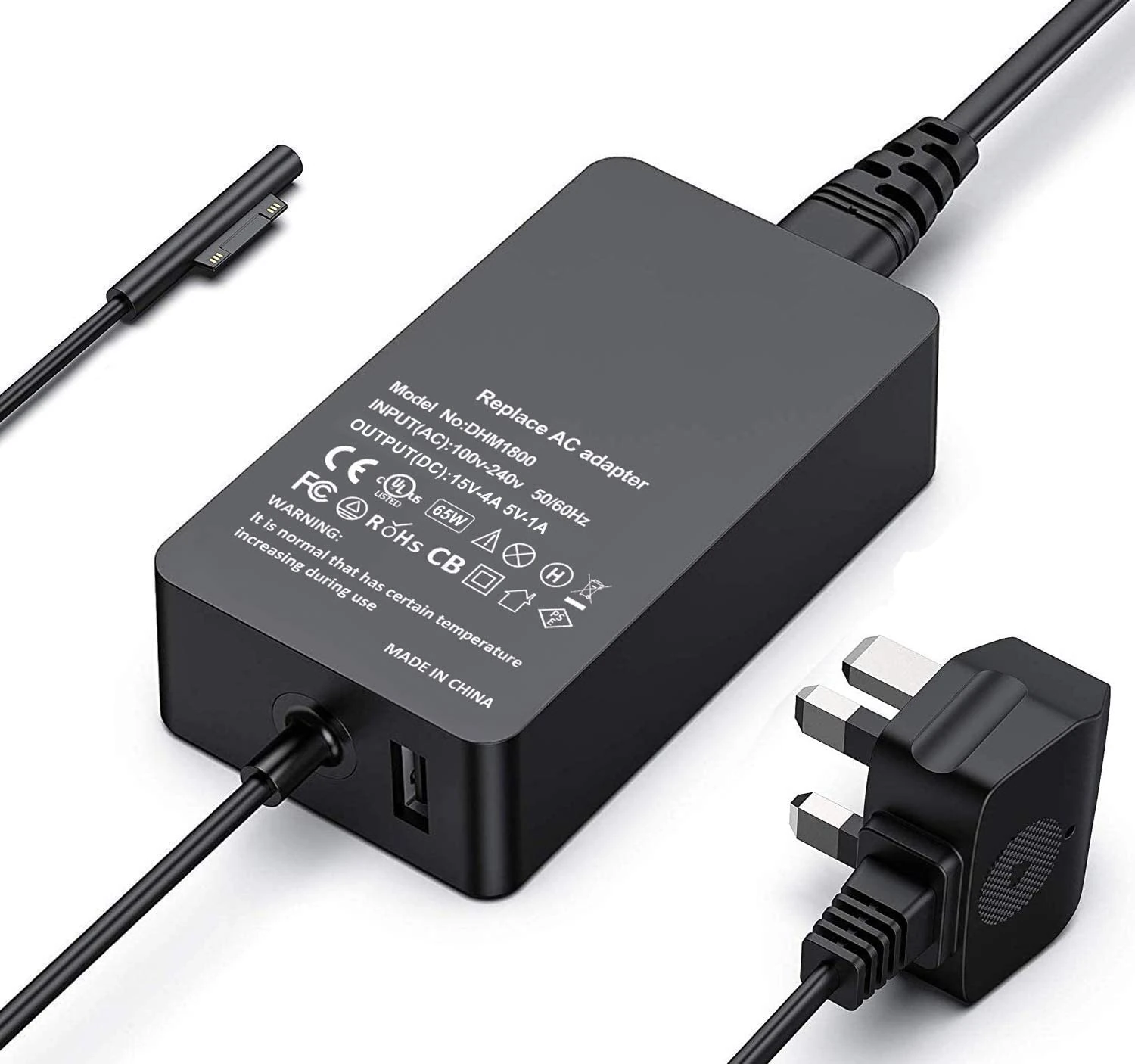 Surface Pro Laptop Charger 65W for Microsoft Surface Pro 9/8/7/6/5/4/3/X Windows Surface Laptop 4/3/2/1 Studio Surface Go 1/2/3 Surface Book 3/2/1 with USB Charger Cord Power Supply