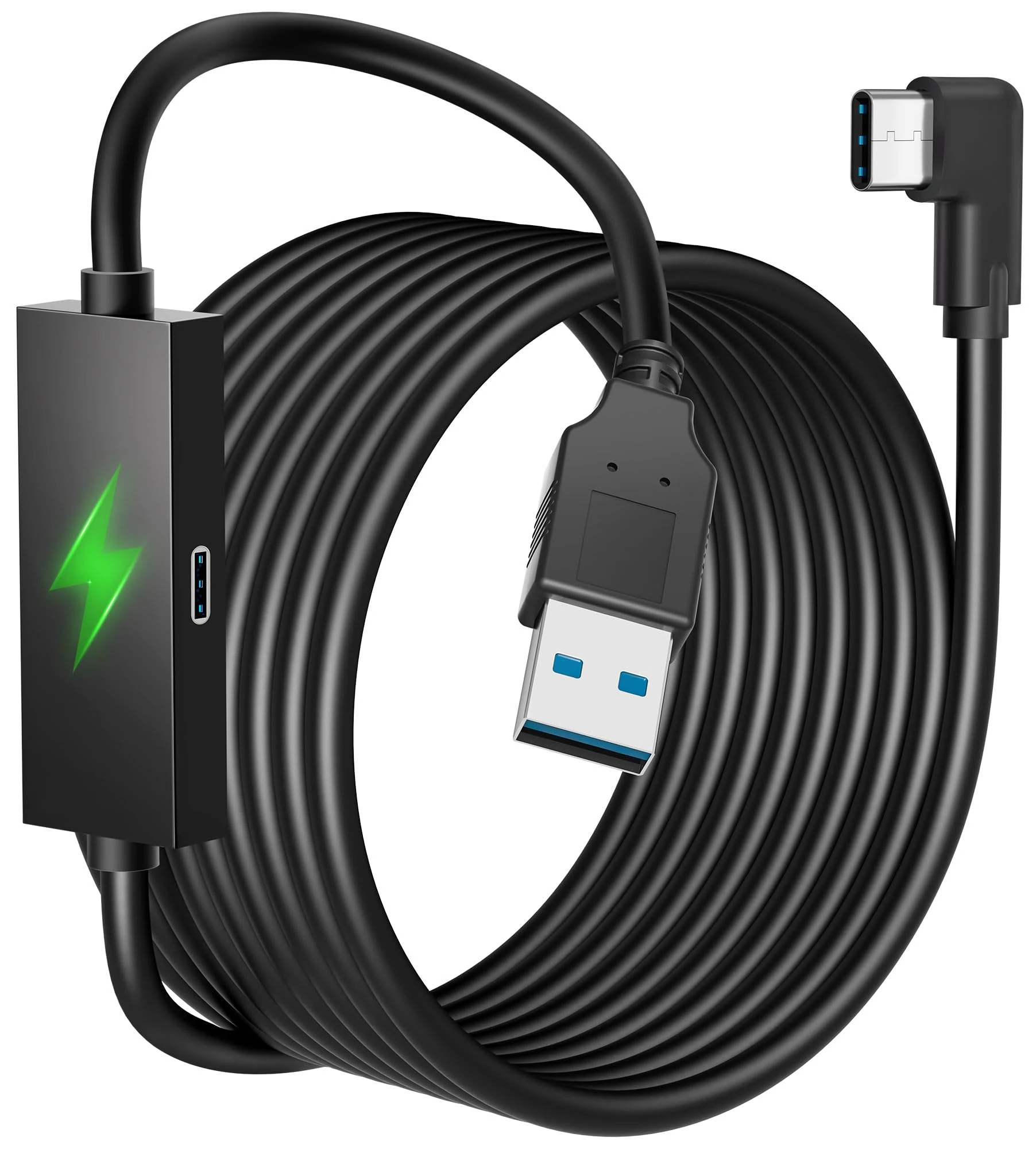 Kuject Design 16FT Link Cable for Meta Quest 3/2/ Pico 4, with Separate Charging Port for Ultra-Durable Power, USB 3.0 Type A to C Cable for VR Headset Accessories and Gaming PC