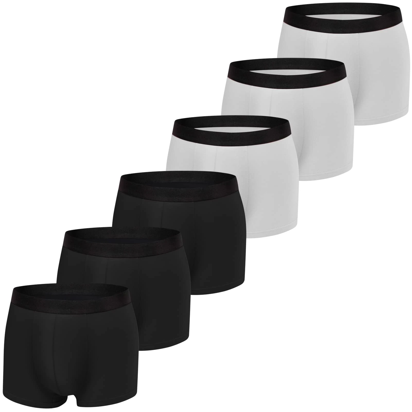 JIATAOBAO Boxer Shorts Mens (Pack of 6), Cotton Fitted Underwear Retro Trunks Breathable Briefs, Suitable For Leisure, Sports And Business, S, M, L, XL, XXL (S, Black×3+Gray×3)