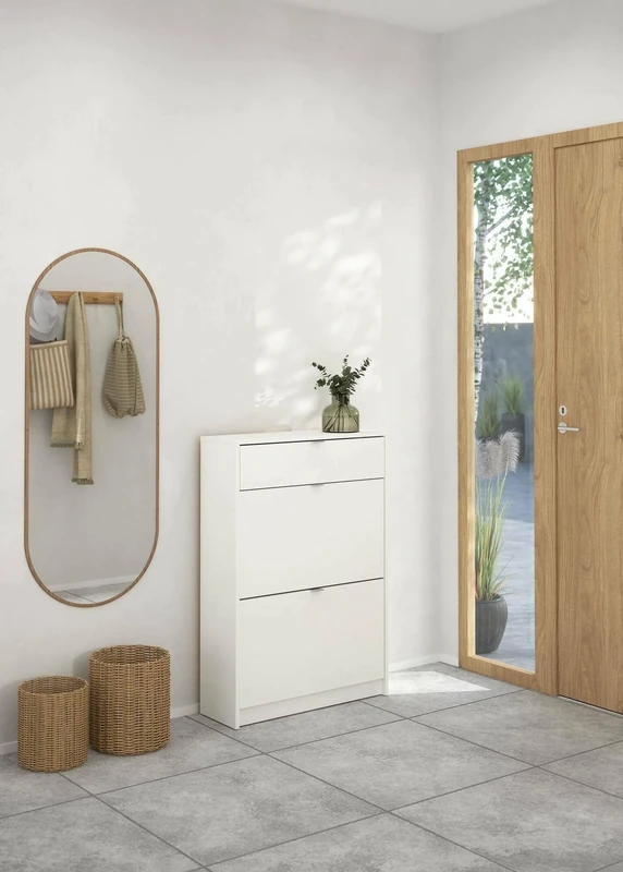 Dmora Edith Shoe Rack, Multi-Purpose Entrance Cabinet, Shoe Cabinet, 70 x 24 x 101 cm, White