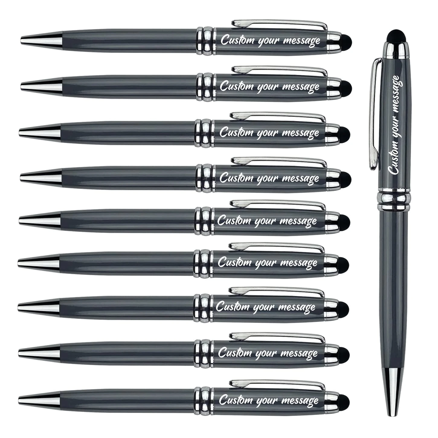 ANCOLOFIS Custom Luxury Office BallPens with Stylus Tip - Nice writing Pens - Engraved with Your Name Slogan, Perfect for Men and Women Girls boys 10 Pens/Box