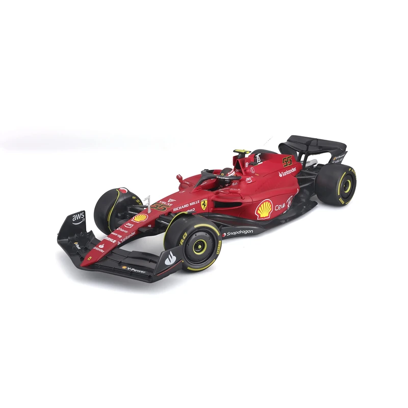 Bburago Formula 1 FERRARI F1-75 SAINZ WITH HELMET 1:18 Scale Die-Cast Collectible Race Car