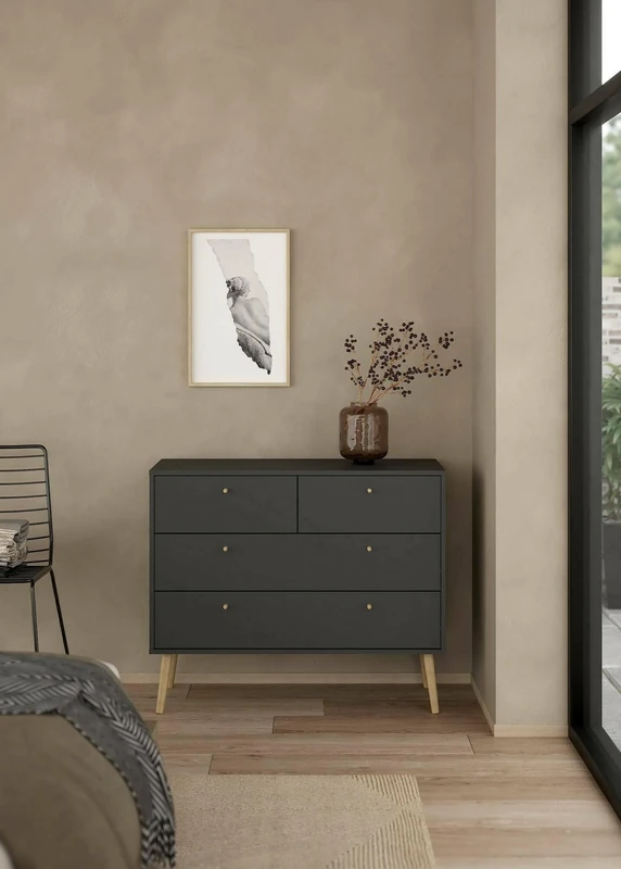 Dmora Tiffany Chest of Drawers, Multi-Purpose Settimino, Bedroom Dresser, Cabinet with Drawers, 99 x 39 x H 82 cm, Grey