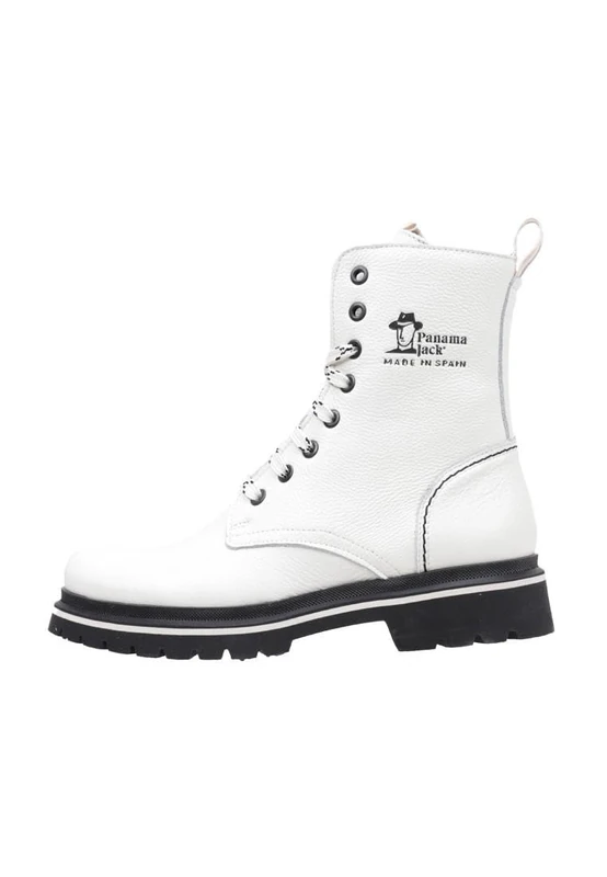 Panama Jack Women's Fortune Combat Boot, White, 4 UK