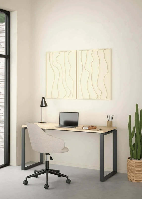 Dmora Michele Desk, Multipurpose Writing Desk, Office Table for PC Holder, Worktop, 150 x 60 x H 76 cm, Oak and Grey