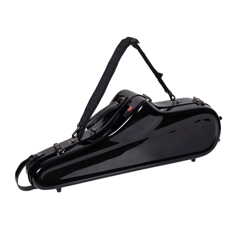 Crossrock Sleek Fiberglass Tenor Sax Case | Black Shell, Compact Fit, TSA Lock, Backpack Straps – Lightweight Hard Case - Black （CRF1020TSBK）
