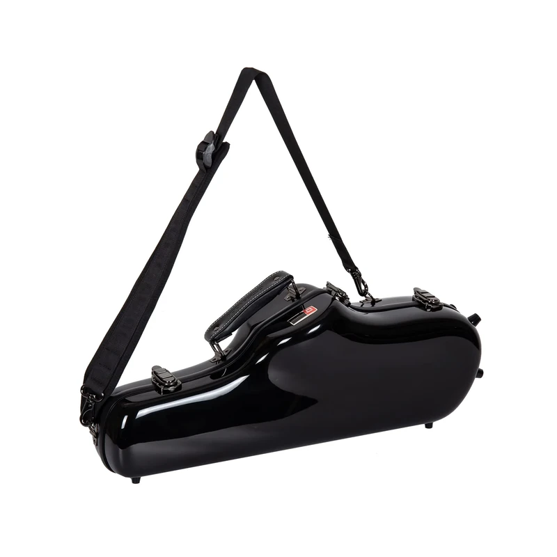 Crossrock Fibreglass Alto Saxophone Case | TSA Lock, Gloss Black Shell, Contoured Compact Fit, Shoulder Straps – Fashion-Functional Gig Case -Black (CRF1020ASBK)