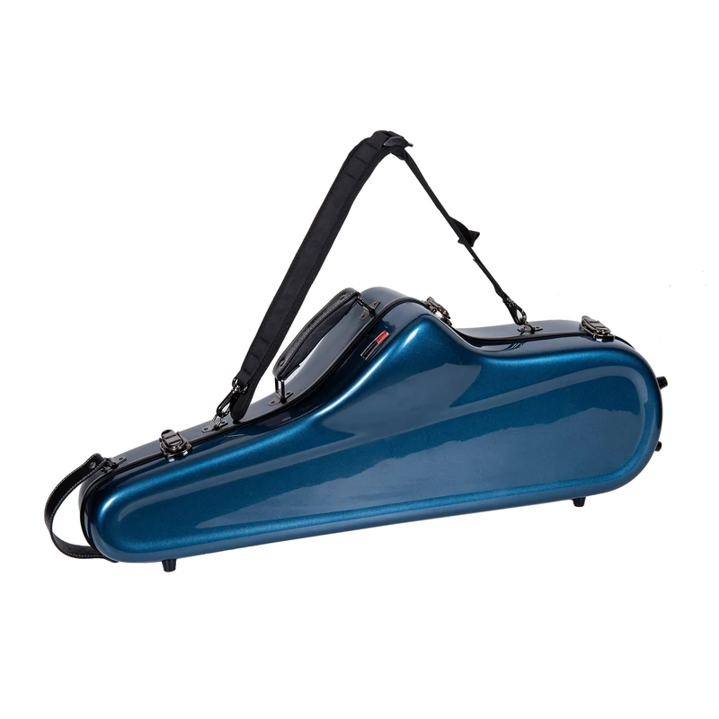 Crossrock Fibreglass Tenor Saxophone Case | TSA Lock, Gloss Blue Shell, Contoured Compact Fit, Shoulder Straps – Fashion-Functional Gig Case - Blue(CRF1020TSBL)