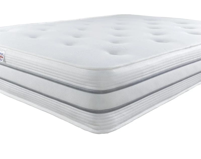 Aspire Beds 24cms Deep Supreme Comfort Cashmere Wool & Air Conditioned Aspire-Cool Touch Tufted Sleep Surface & Breathable Air Mesh Border 1000 Pocket Spring Mattress, 5ft King Size (5ft x 6ft6) - Image 1