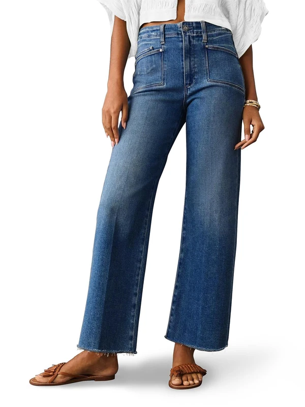 KUNMI Womens Classic High Waisted Skinny Stretch Butt Lifting Jeans Slim Fit Denim Pants, Blue, Large