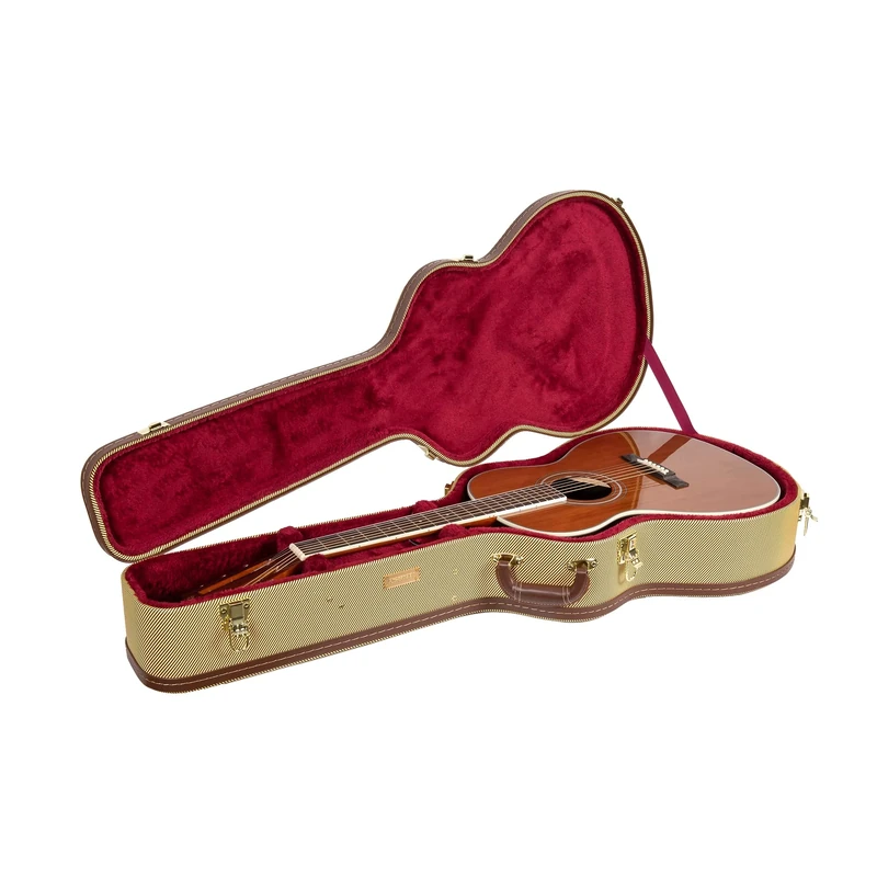 Crossrock Case - Hard-Shell Wooden Guitar Case - Fits 12-Frets 000/OM Classical Nylon String Acoustic Guitars - Stainless Steel Latches, Sponge Lining, Metal Feet, Storage Space - Vinyl Tweed