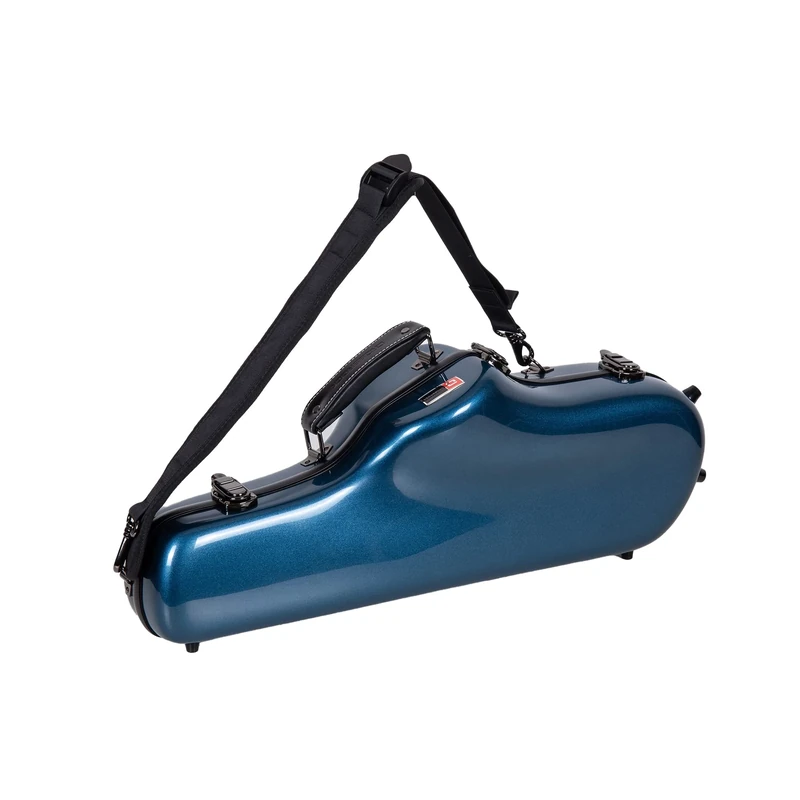 Crossrock Fibreglass Alto Saxophone Case | TSA Lock, Gloss Blue Shell, Contoured Compact Fit, Shoulder Straps – Fashion-Functional Gig Case -Blue (CRF1020ASBL)