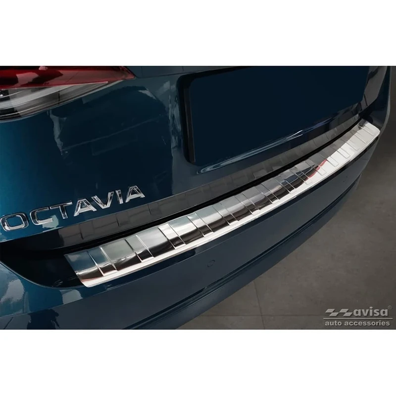 Avisa Stainless Steel Rear bumper protector compatible with Skoda Octavia IV Liftback 2020-2024 & FL 2024- 'Ribs'