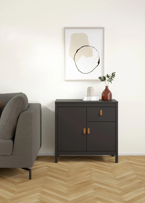 Dmora Lucienne Sideboard, Buffet for Living Room, Kitchen Pantry, 82 x 38 x H 80 cm, Black