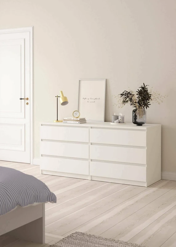 Dmora - Kommode Giselle, Wohnzimmerbuffet, Wohnzimmer-Sideboard, Moderne Küchen-Speisekammer, 154x50 h70 cm, Weiß