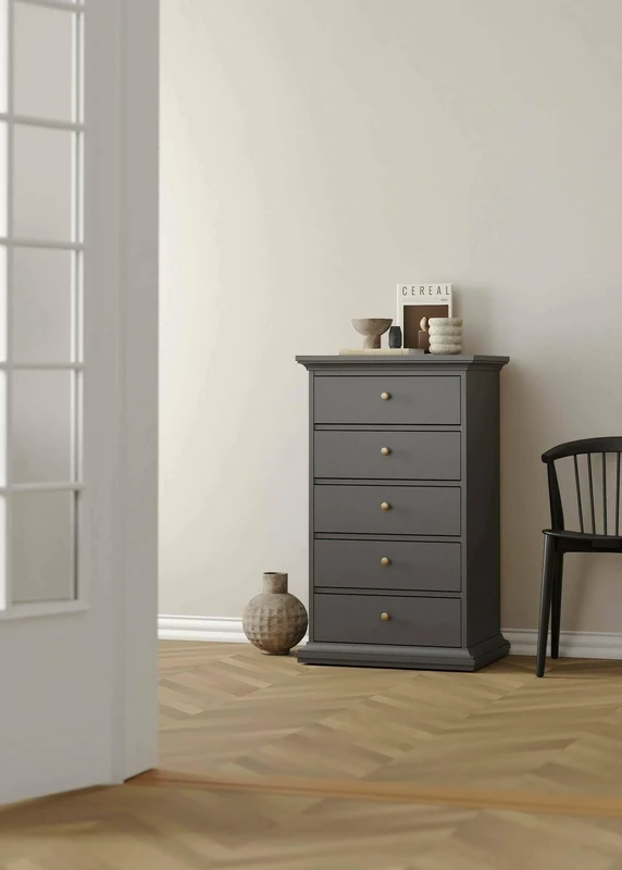 Dmora Clementine Dresser Settimino Multi-Purpose Bedroom Dresser with Drawers, 63 x 49 x 105 cm, Grey