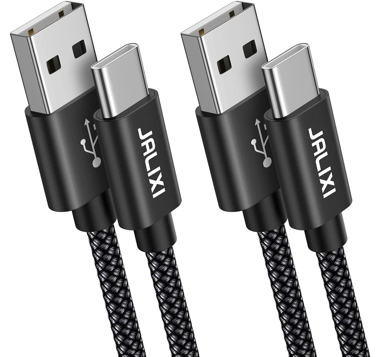 JALIXI USB to USBC Cable 1m for Samsung Galaxy S25 A56 A36 A26 A16, USB C Phone Charger Lead Fast Charging, Braided Nylon, Black