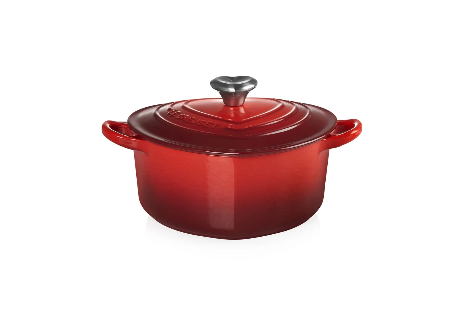 LE CREUSET Enamelled Cast Iron Heart Casserole with Heart Shaped Knob, 20 cm, Cerise, 21401200602455