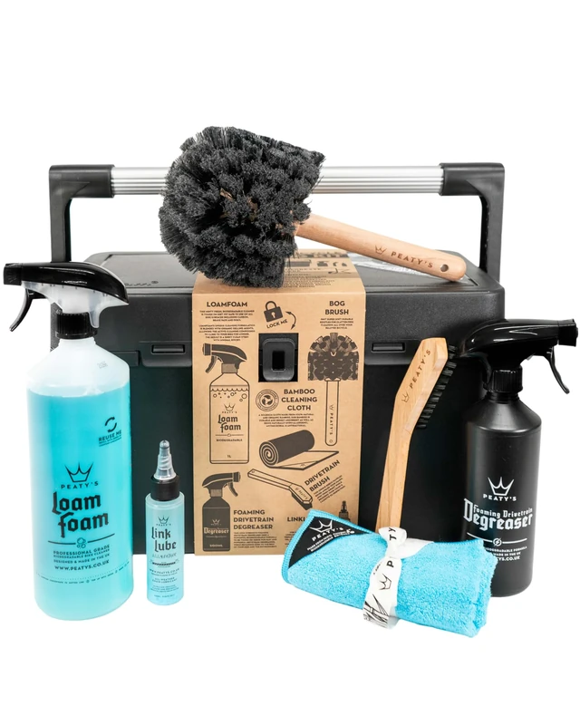 Peaty's Complete Bicycle Cleaning Kit - Bike Cleaner Kit with Foam Cleaner, Degreaser, Chain Lube, Bike Cleaning Brushes, Cloth and Toolbox, Cycling Gifts & Maintenance for MTB, E-Bikes, Road & Gravel