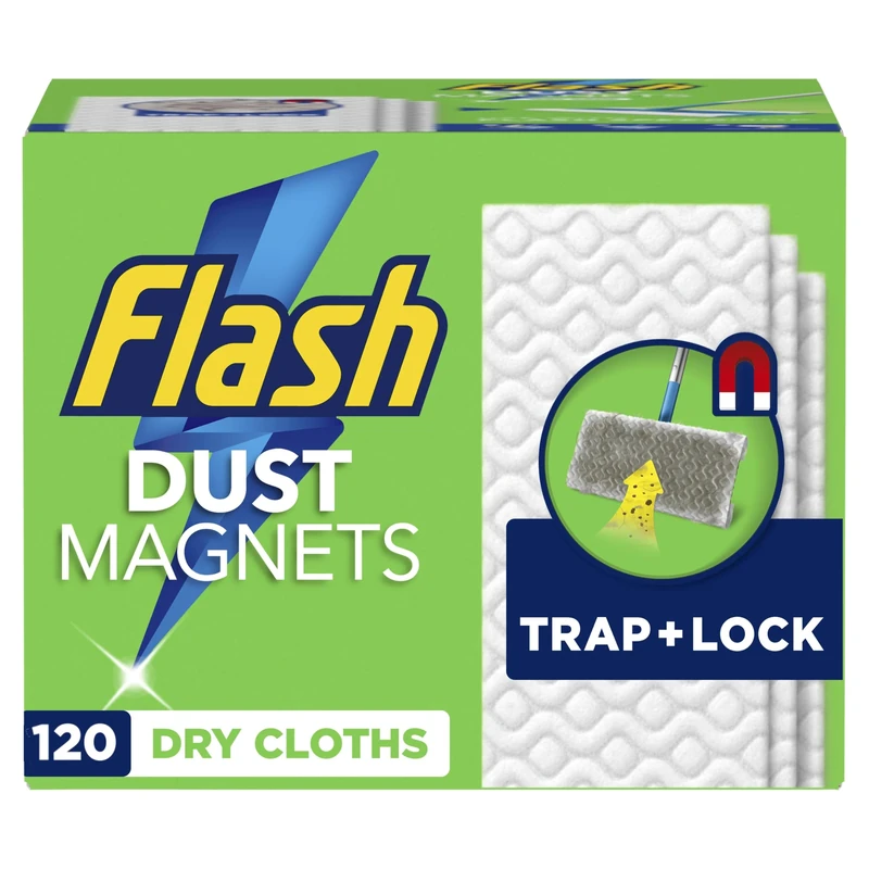 Flash Speedmop Dry Pads Refills, 120 Pads (40 x 3 Pads), Floor Cleaner, Trap & Lock Away Dust, Dirt & Hair In No Time