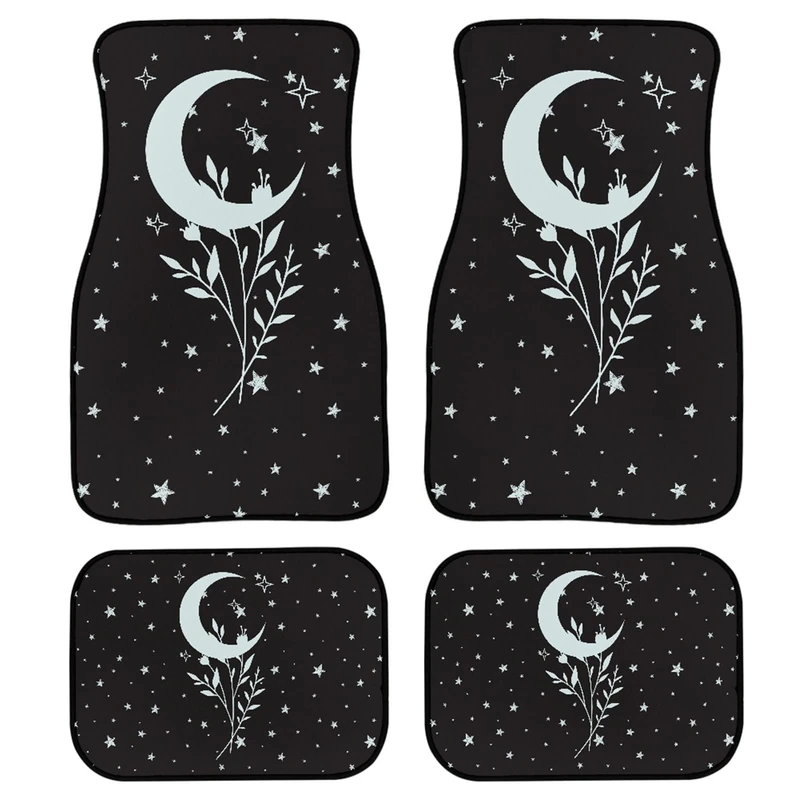 YSTARDREAM Star Moon Carpet Protector Mat Car Accessories for Women Men Front and Rear Car Floor Mats Set of 4 Universal Fit Non-Slip Washable and Easy to Clean