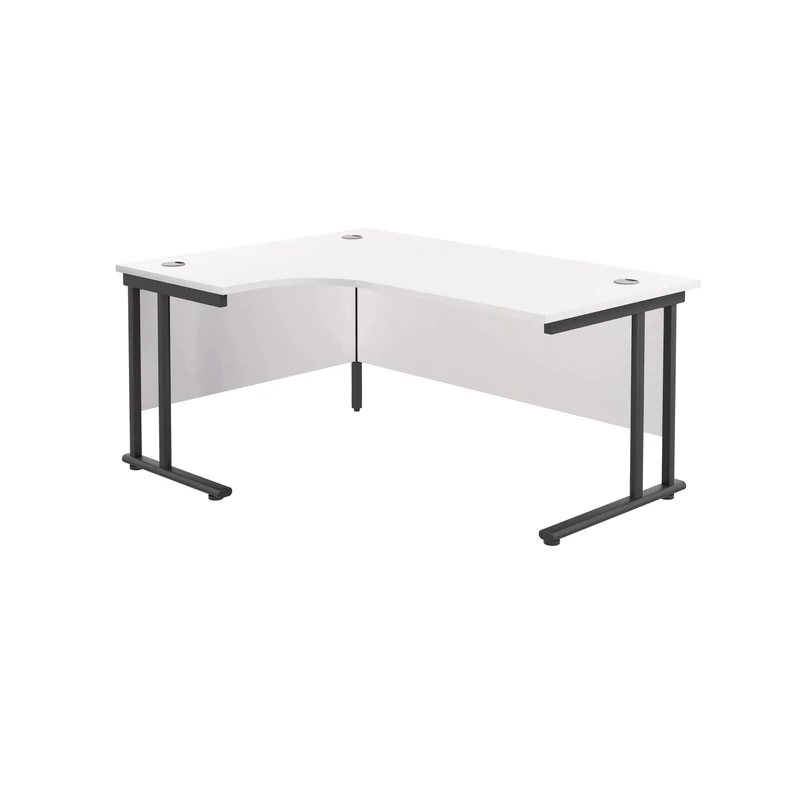 Office Hippo - L Shaped Office Desk 180 x 120cm. Large Corner Computer Desk For Home Office With Integrated Cable Ports, Ideal For Work, Study, Gaming And Hobby Workstation (White/Black)